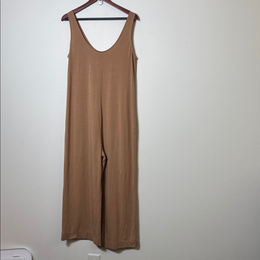 LOFT Sleeveless Wide-Leg Jumpsuit in Tan - Picture 5 of 6